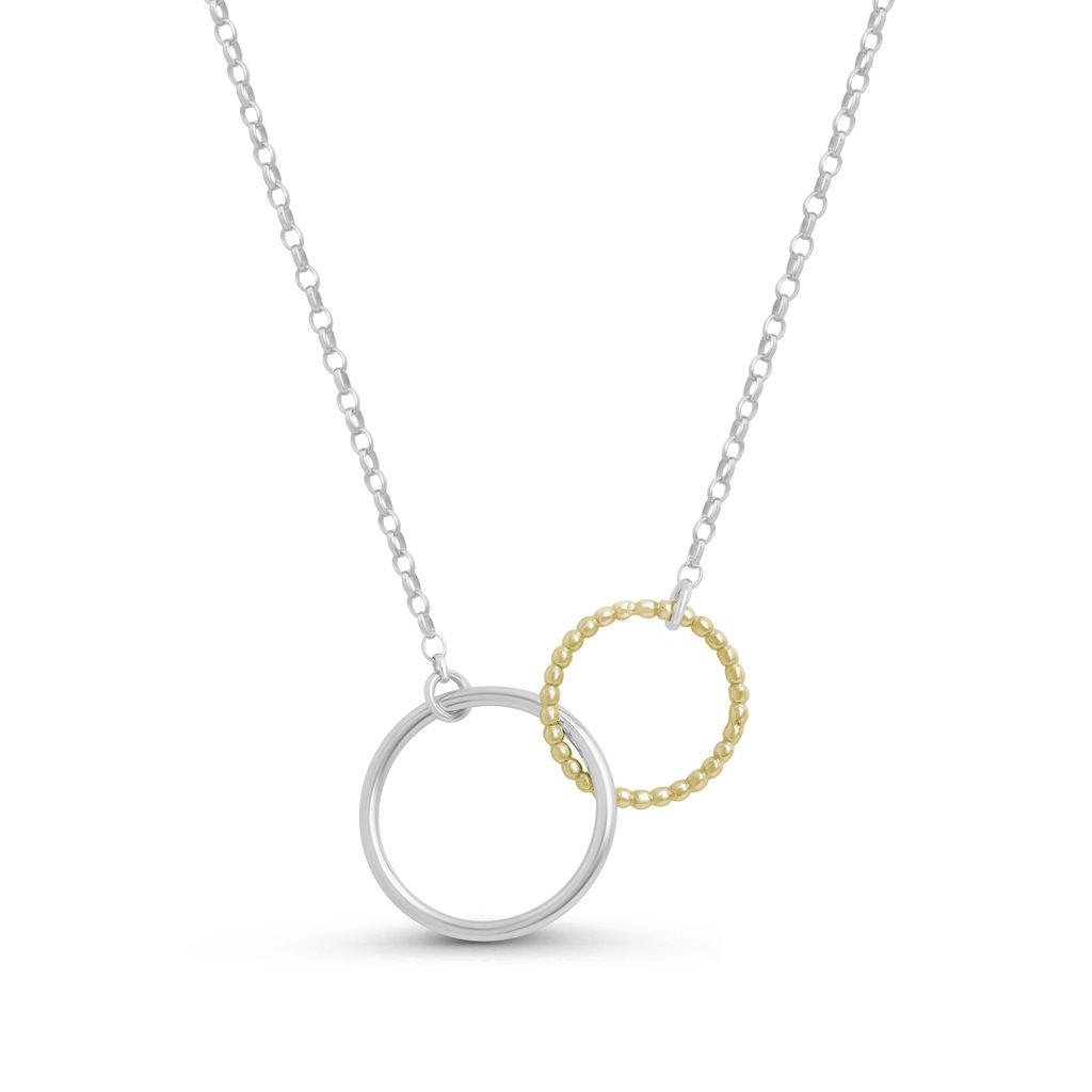 Small Linked Hoops Pendant – Silver & Gold