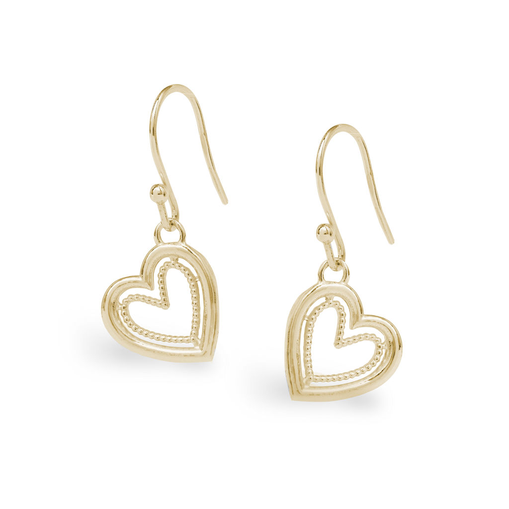 ‘Cariad’ Heart Hook Earrings – Gold