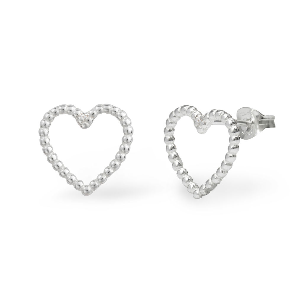 ‘Cariad’ Heart Stud Earrings – Silver