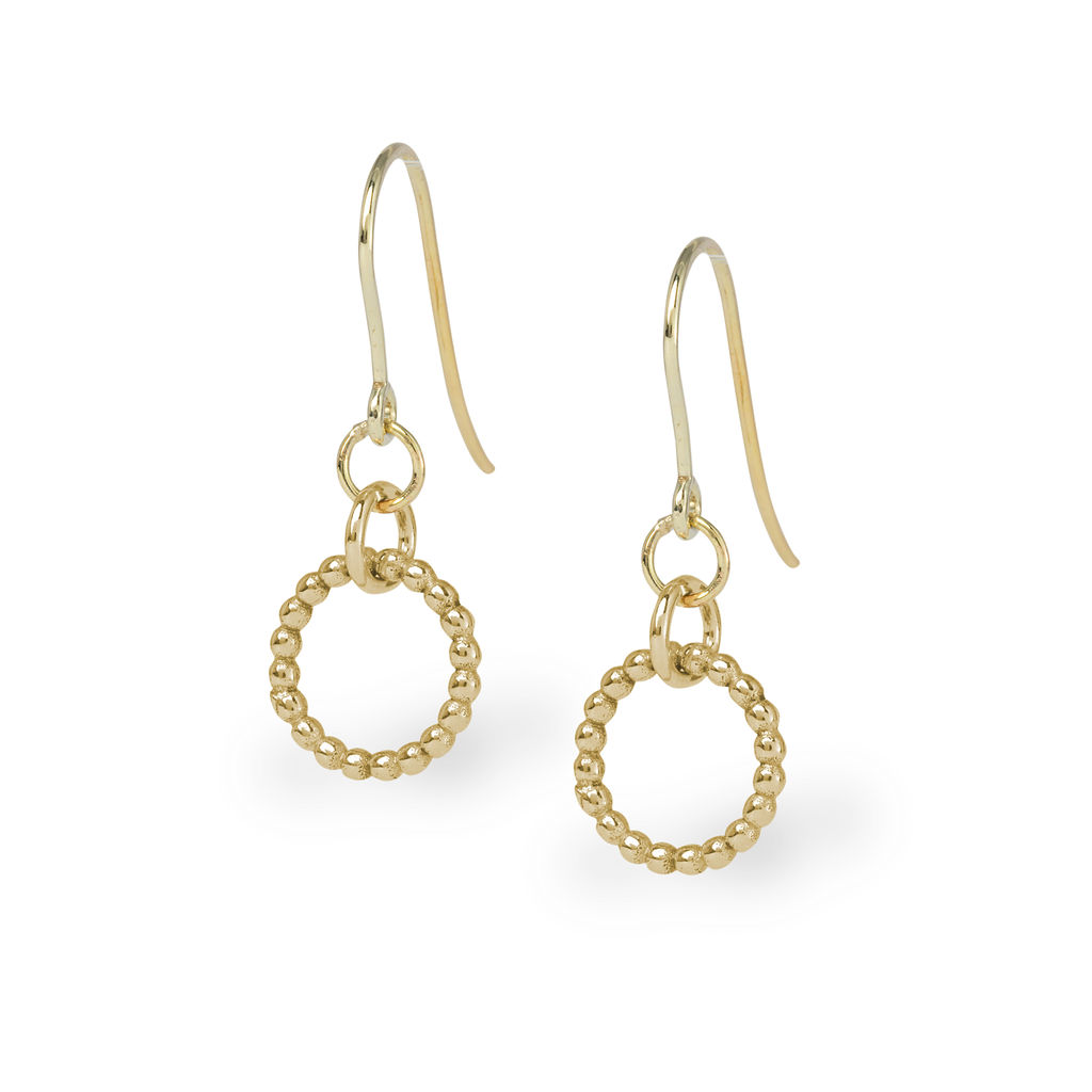 Large Single Beaded Hoop Hook Earrings – Gold