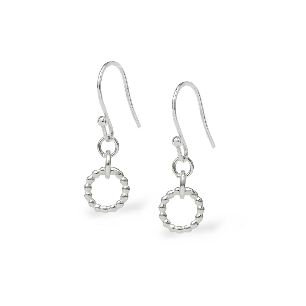 Small Single Beaded Hoop Hook Earrings – Silver